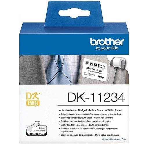 10 x Brother DK-11234 DK11234 Original Black Text on White 60mm x 86mm Die-Cut Name Badge Paper Label Roll - 260 labels per roll