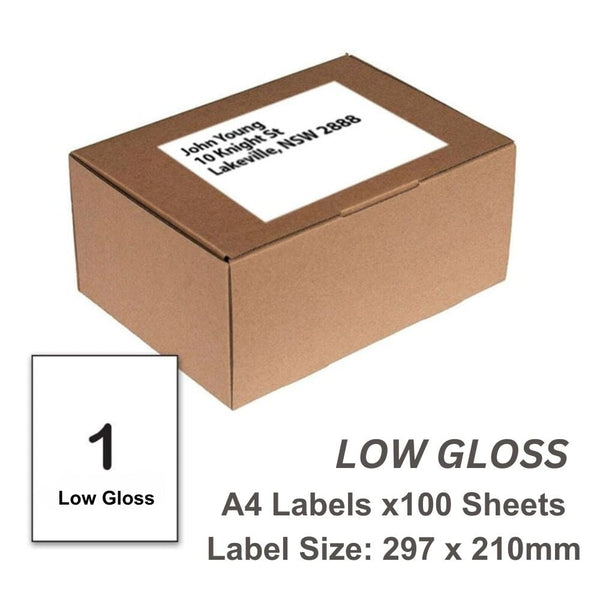 300 Sheets A4 White Self Adhesive Paper Laser Inkjet Sticker Label 297 x 210mm - LOW GLOSS