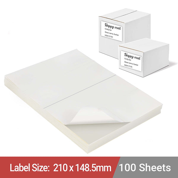 A4 White Self Adhesive Paper Address Mailing Laser Inkjet Sticker Labels 210 x 148.5mm - 2 Labels Per Sheet