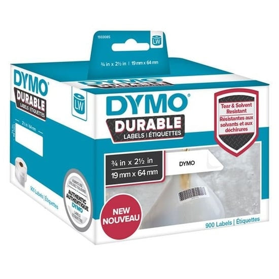 5 x Dymo 1933085 Original Durable Industrial White Label Roll 19mm x 64mm - 900 labels per pack