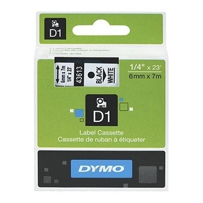 5 x Dymo SD43613 / S0720780 Original 6mm Black Text on White Label Cassette - 7 meters