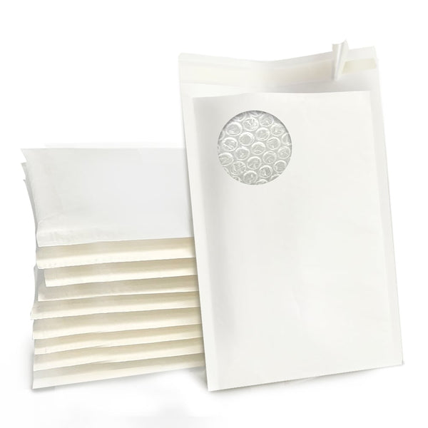 200PCS Bubble Mailer 172mm x 220mm (inner) Self-Sealed Padded Envelope Plain White Kraft Paper Mailing Bags