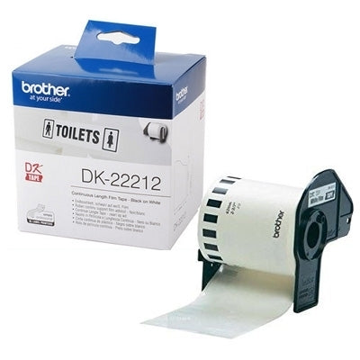 2 x Brother DK-22212 DK22212 Original Black Text on White Continuous Film Label Roll 62mm x 15.24m