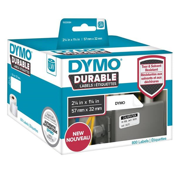 3 x Dymo 1933084 Original Durable Industrial White Label Roll 57mm x 32mm - 800 labels per roll