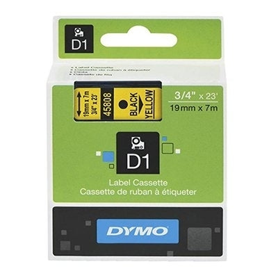 5 x Dymo SD45808 / S0720880 Original 19mm Black Text on Yellow Label Cassette - 7 meters