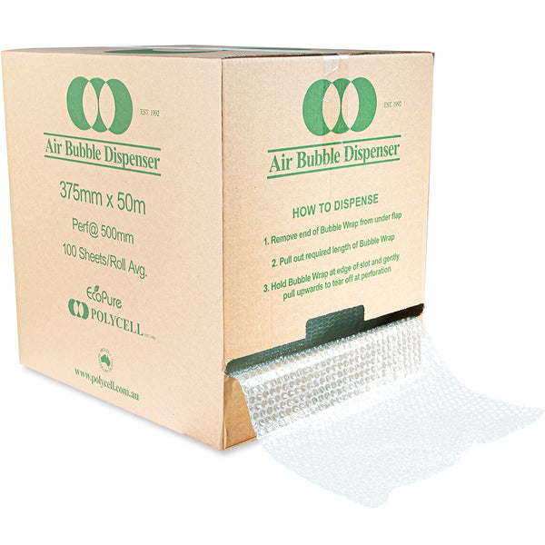 Polycell EcoPure Green Bubble Wrap with Dispenser Box 375mm x 50m