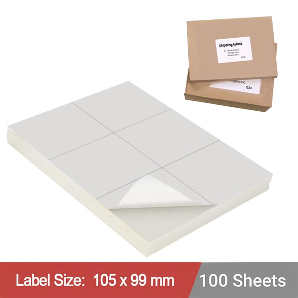 300 Sheets A4 White Self Adhesive Paper Address Mailing Laser Inkjet Sticker Labels 105 x 99mm - 6 Labels Per Sheet