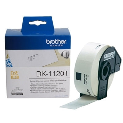 3 x Brother DK-11201 DK11201 Original Black Text on White 29mm x 90mm Die-Cut Paper Label Roll - 400 labels per roll