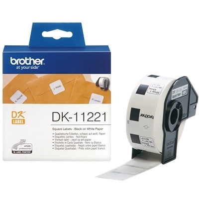 2 x Brother DK-11221 DK11221 Original Black Text on White 23mm x 23mm Die-Cut Paper Label Roll - 1000 labels per roll