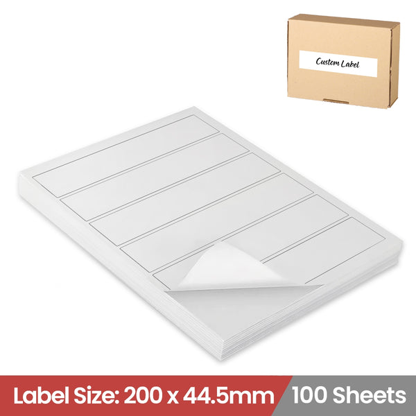 100 Sheets A4 White Self Adhesive Paper Address Mailing Laser Inkjet Sticker Labels 200 x 44.5mm - 6 Labels Per Sheet