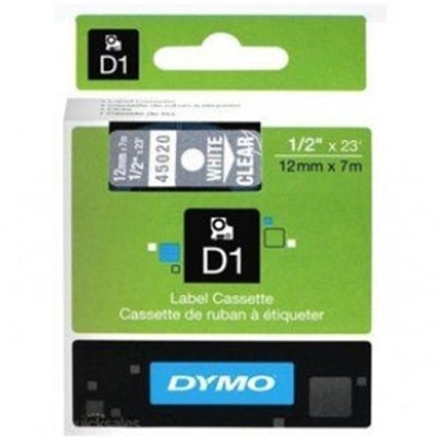 Dymo SD45020 / S0720600 Original 12mm White Text on Clear Label Cassette - 7 meters