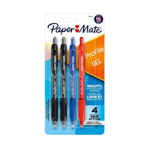 Paper Mate Profile  0.7mm Gel Pens 4 Pack - Assorted