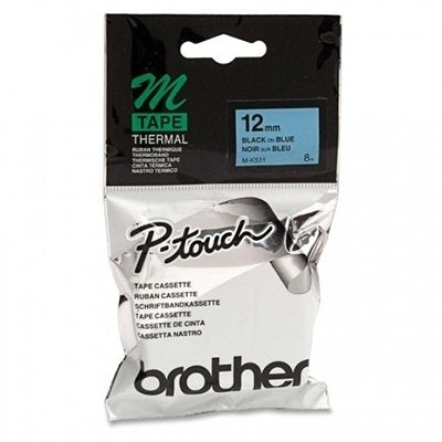 Brother M-K531 MK531 Original 12mm Black Text on Blue Tape - 8 meters