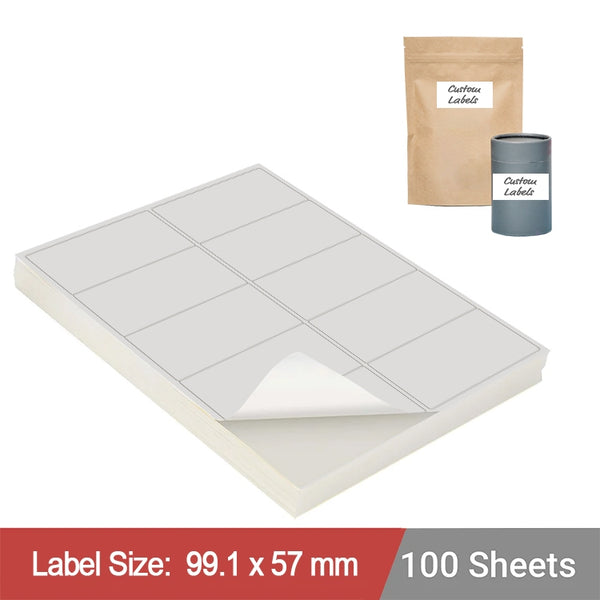 500 Sheets A4 White Self Adhesive Paper Address Mailing Laser Inkjet Sticker Labels 99.1 x 57mm - 10 Labels Per Sheet