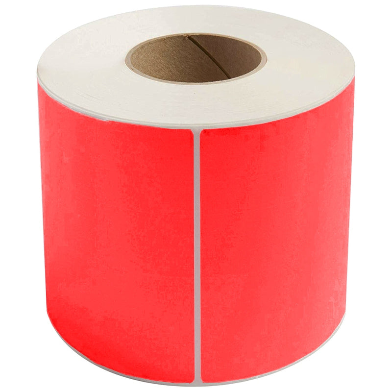 Perforated Direct Thermal Labels Red 100mm X 150mm - 350 Labels per Roll