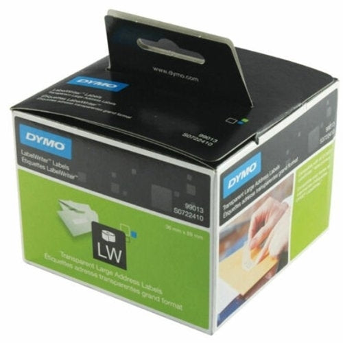 3 x Dymo SD99013 / S0722410 Original Black on Clear Plastic Label Roll 36mm x 89mm - 260 labels per roll