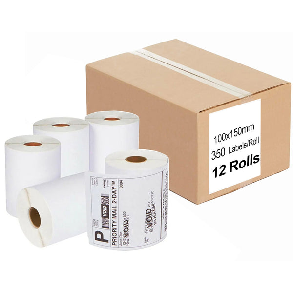 12 Rolls Aramex - Fastway Perforated Thermal Labels Rolls 100mm X 150mm - 350 Labels per Roll