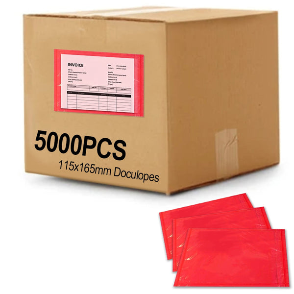 5000PCS Plain Doculopes 115mm x 165mm Sticker Pouch Document Envelope - Red