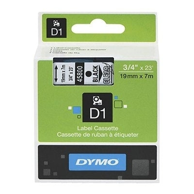5 x Dymo SD45800 / S0720820 Original 19mm Black Text on Clear Label Cassette - 7 meters