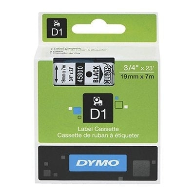 20 x Dymo SD45800 / S0720820 Original 19mm Black Text on Clear Label Cassette - 7 meters